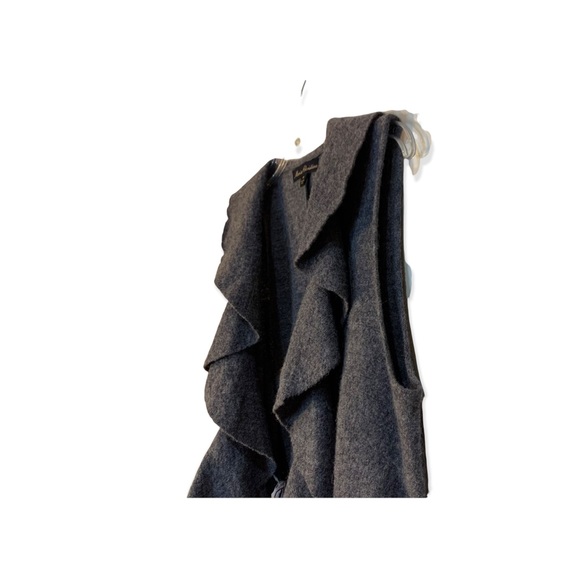 100% wool Marisa Christina charcoal gray ruffled tie wrap vest size medium - Picture 3 of 8